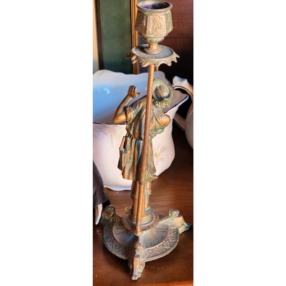 Antique/ Vintage Set of 3 Bronze Candle Holders - Picture 14 of 16